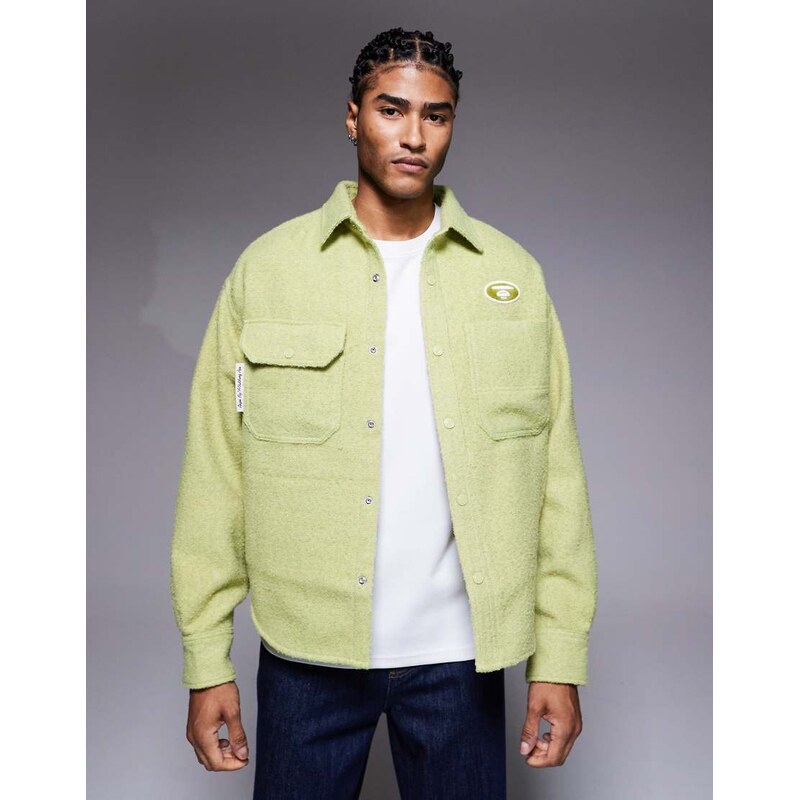 Aape by A Bathing Ape boxy long sleeve shirt in light green with back 113436256
