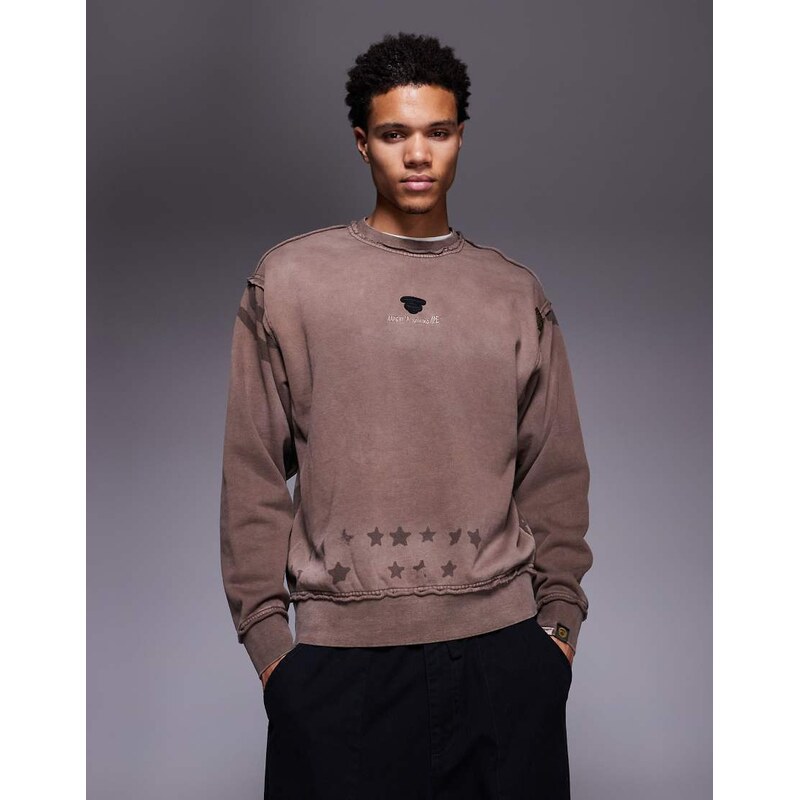 Aape by A Bathing Ape sweatshirt in brown spray dye 113436259