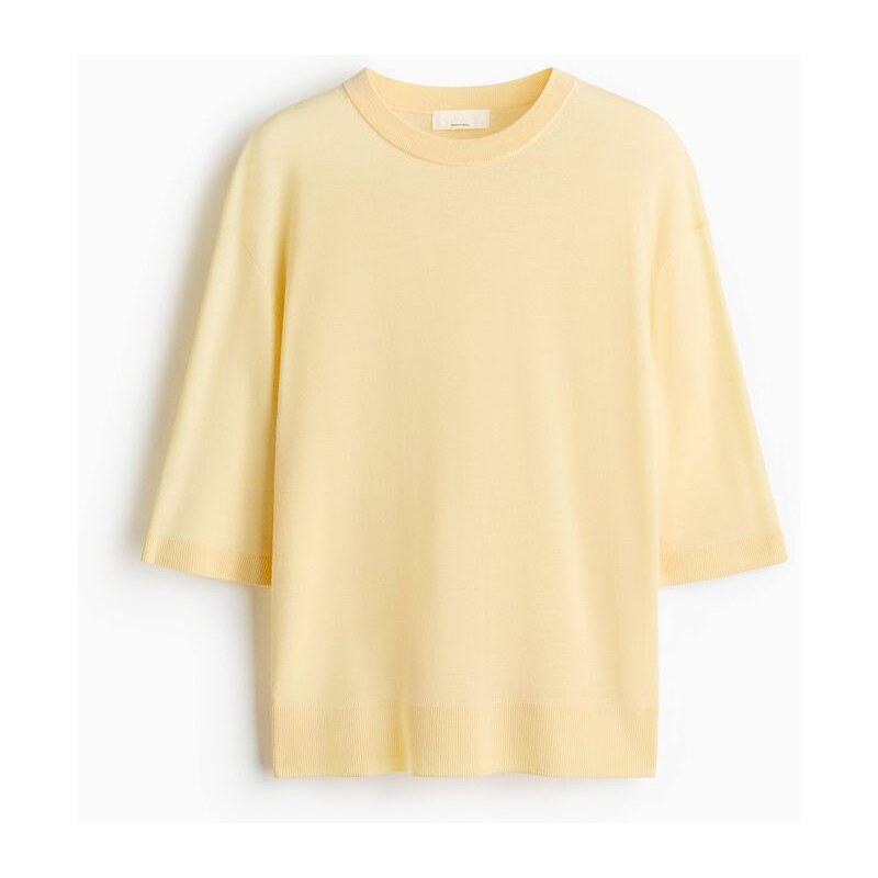 H&M - Tričko z vlny merino - Světle Žlutá