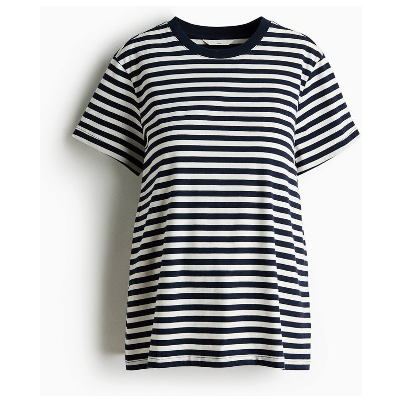 H&M - MAMA Bavlněné tričko - Bílá/Proužky Námořnická Modř