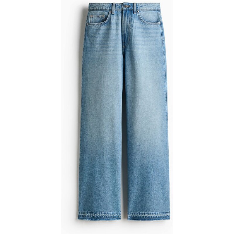 H&M - Wide High Waist Jeans - Světlý Denim Blue