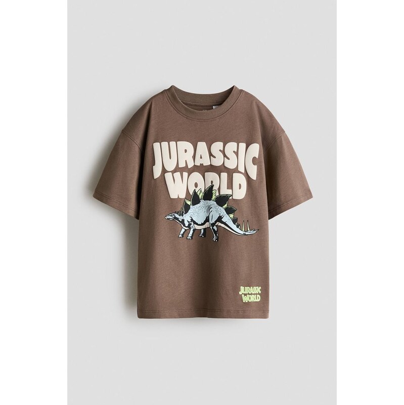H&M - Oversized tričkos potiskem - Šedobéžová/Jurassic World