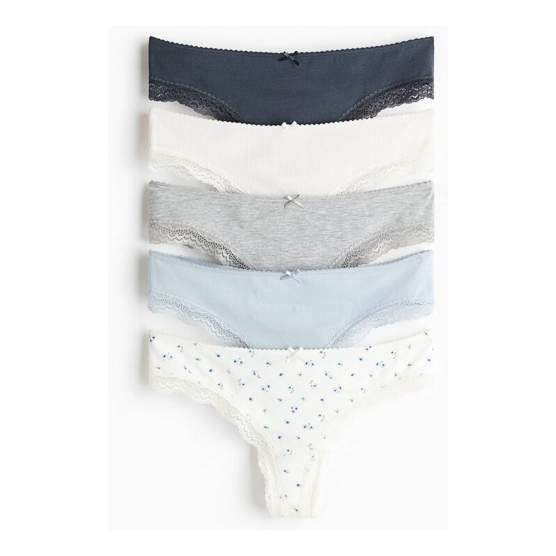 H&M - Kalhotky brazilian 5 kusů - bílá 113436611