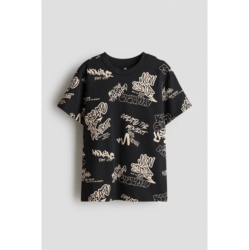 H&M - Bavlněné tričkos potiskem - Černá/Graffiti