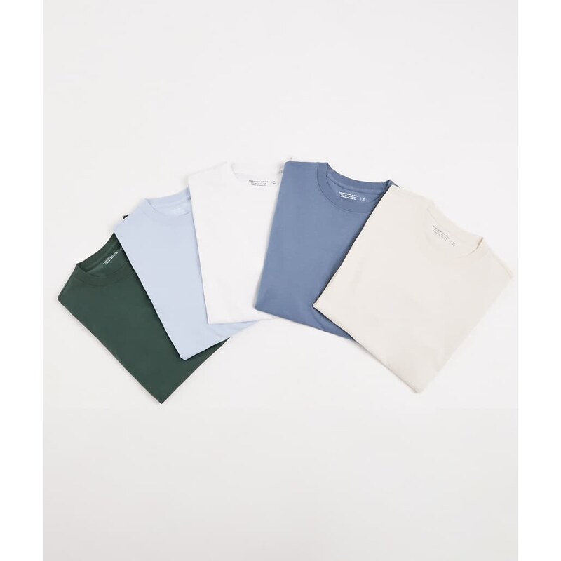 Abercrombie & Fitch 5 pack t-shirts in blue/beige/white-Multi 113436566