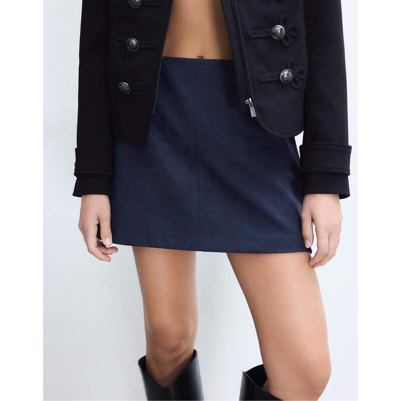 Stradivarius Faux suede mini skort in navy blue 113436721