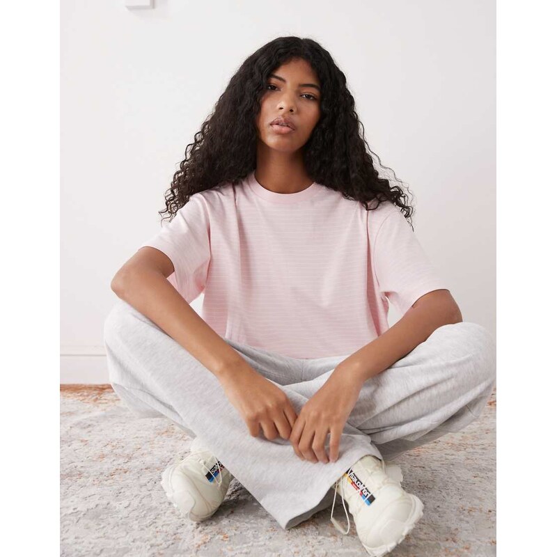 Monki oversized t-shirt in pink stripe