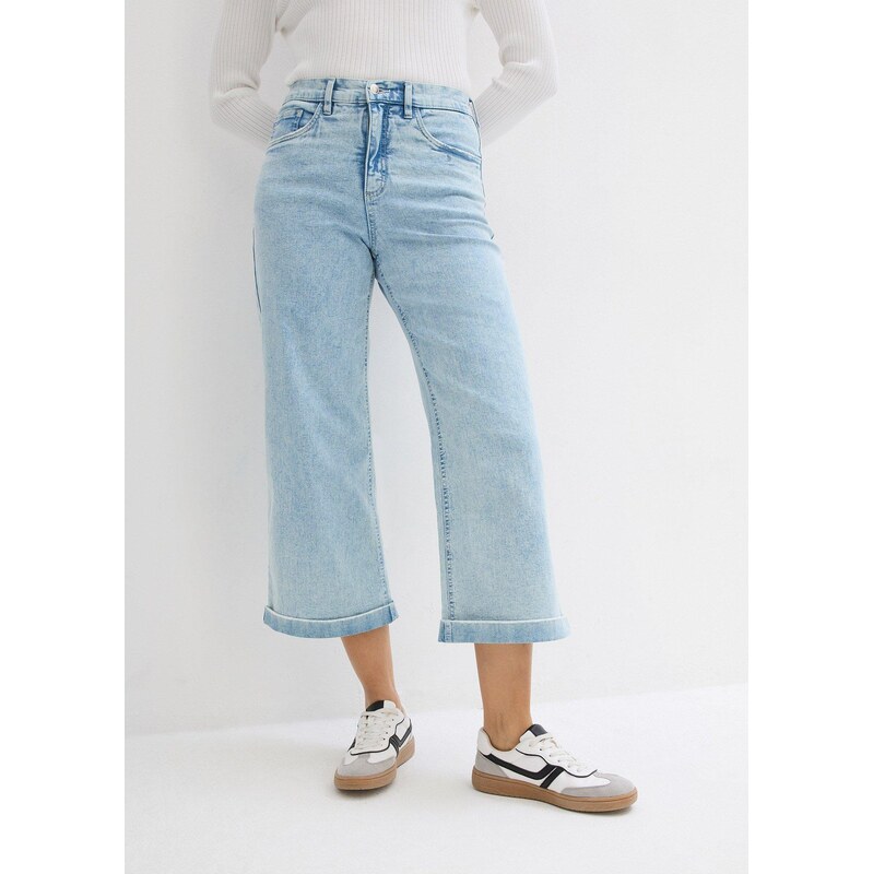 bonprix Zkrácené džíny, Wide Leg, High Waist modrá Žena