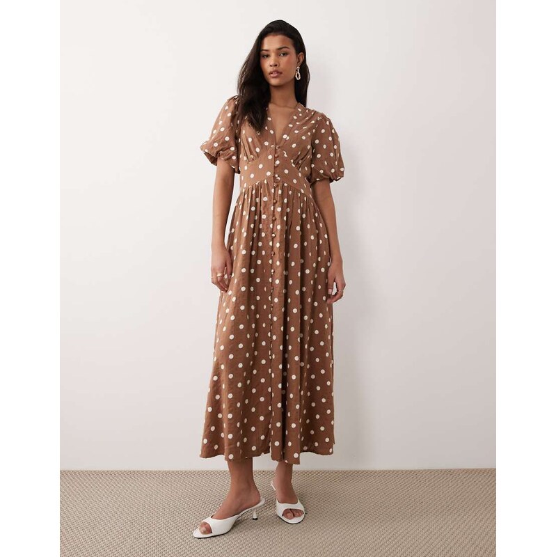Nobodys Child Starlight midi dress in brown print
