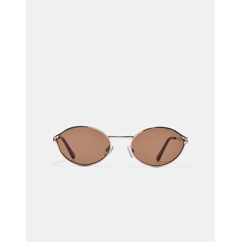 Stradivarius Round metal glasses in gold-Yellow