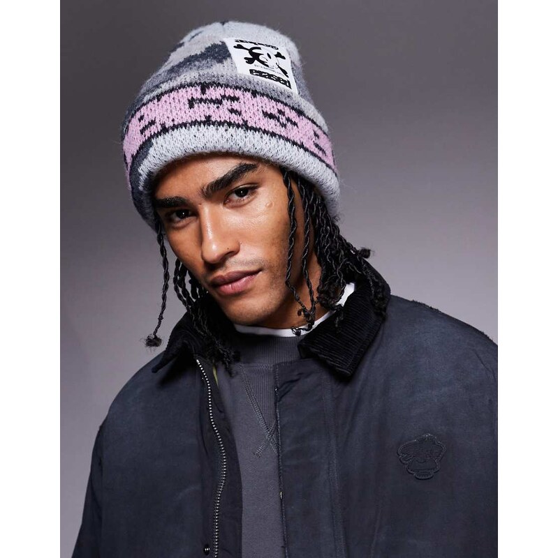 Aape by A Bathing Ape x Erased knitted beanie in greyscale camo-Multi 113441621