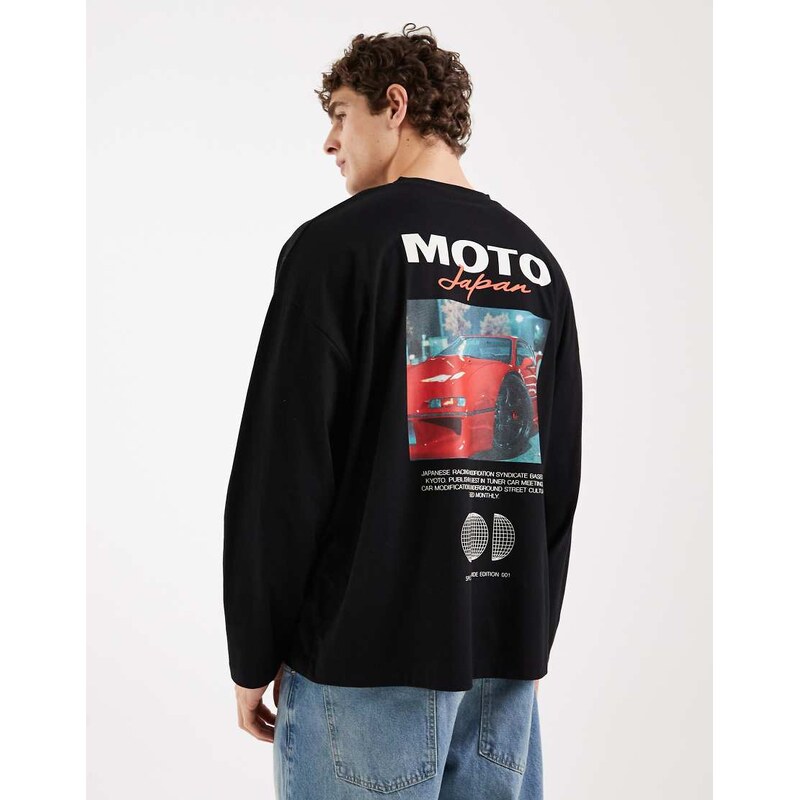 ASOS DESIGN oversized long sleeve t-shirt with motor back print