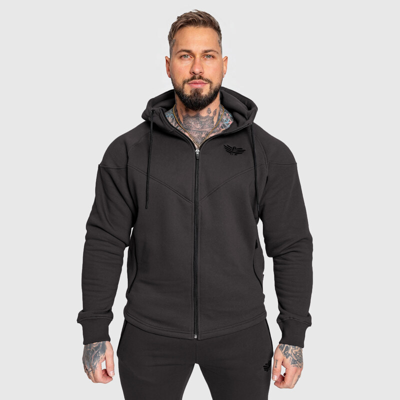 Fitness mikina se zipem Iron Aesthetics ROUND, šedá