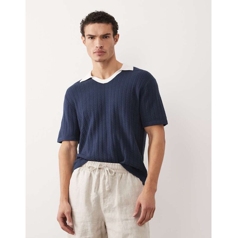 Abercrombie & Fitch contrast collar polo in blue 113444946