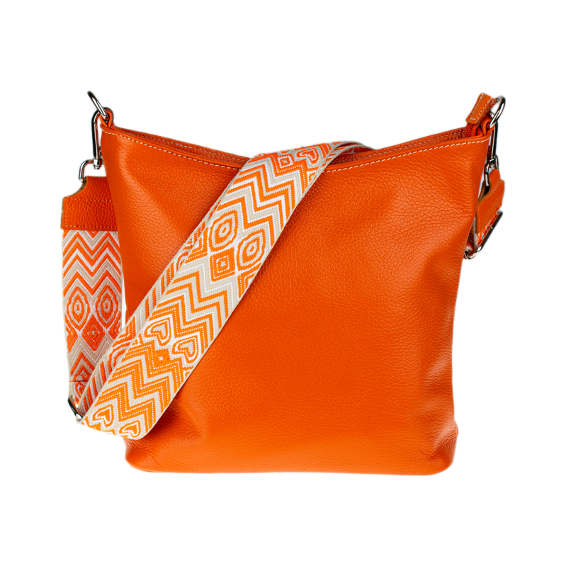 Oranžová kožená italská crossbody kabelka Amalia Arancia I