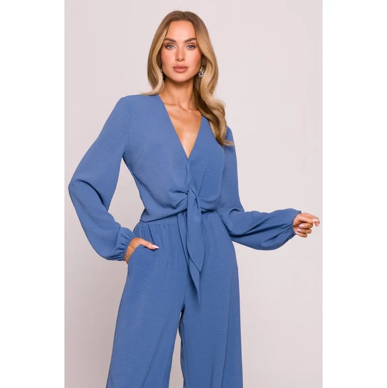 Moe M861 Crop top s vázáním vpředu - džíny 113455733