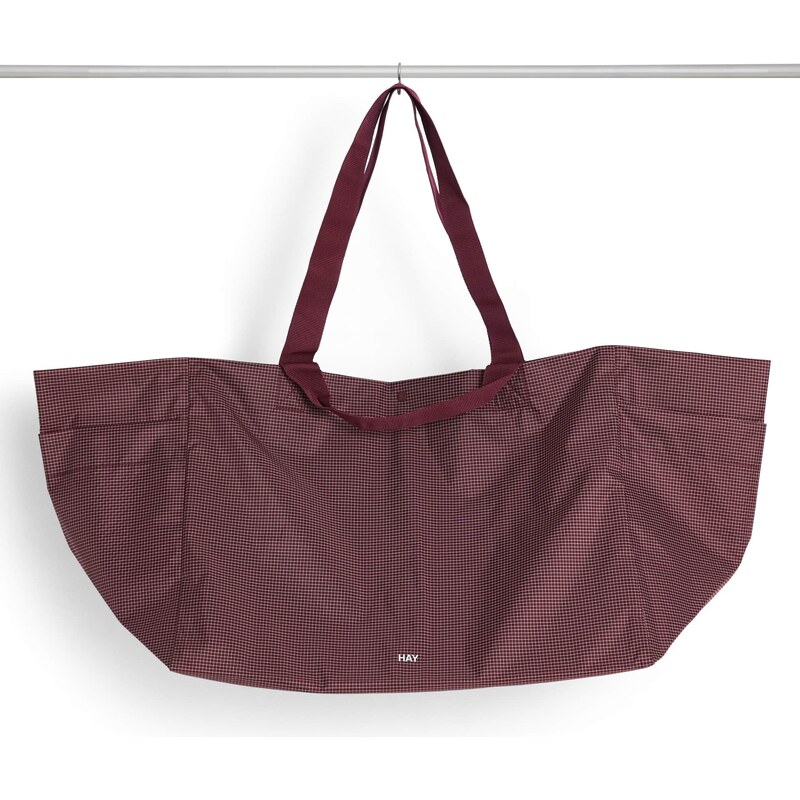HAY Taška Grid Weekend Bag L Burgundy