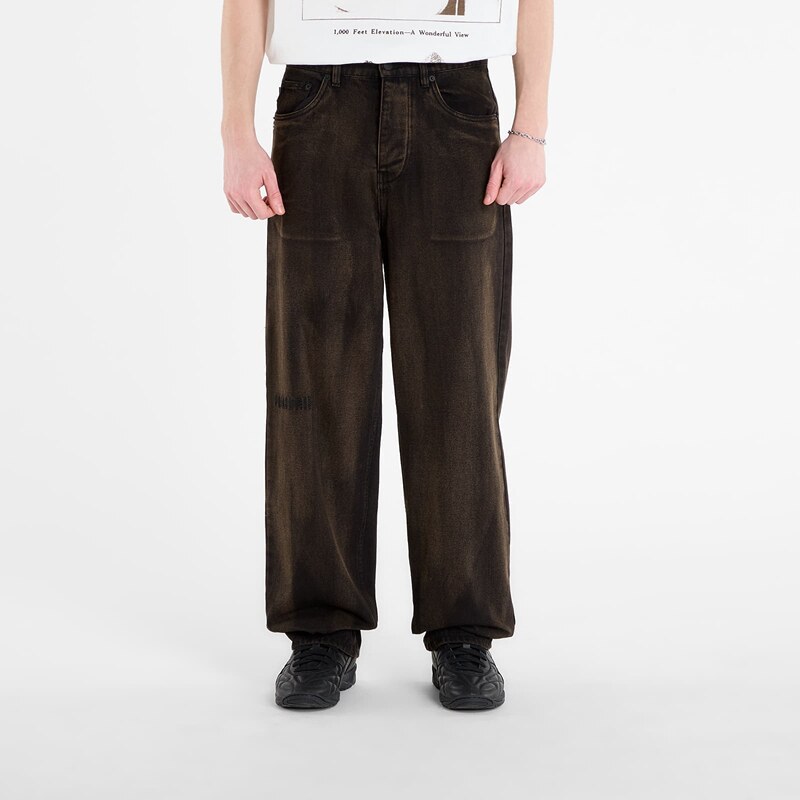 Džíny PLEASURES Oil Baggy Jeans Dark Brown 30