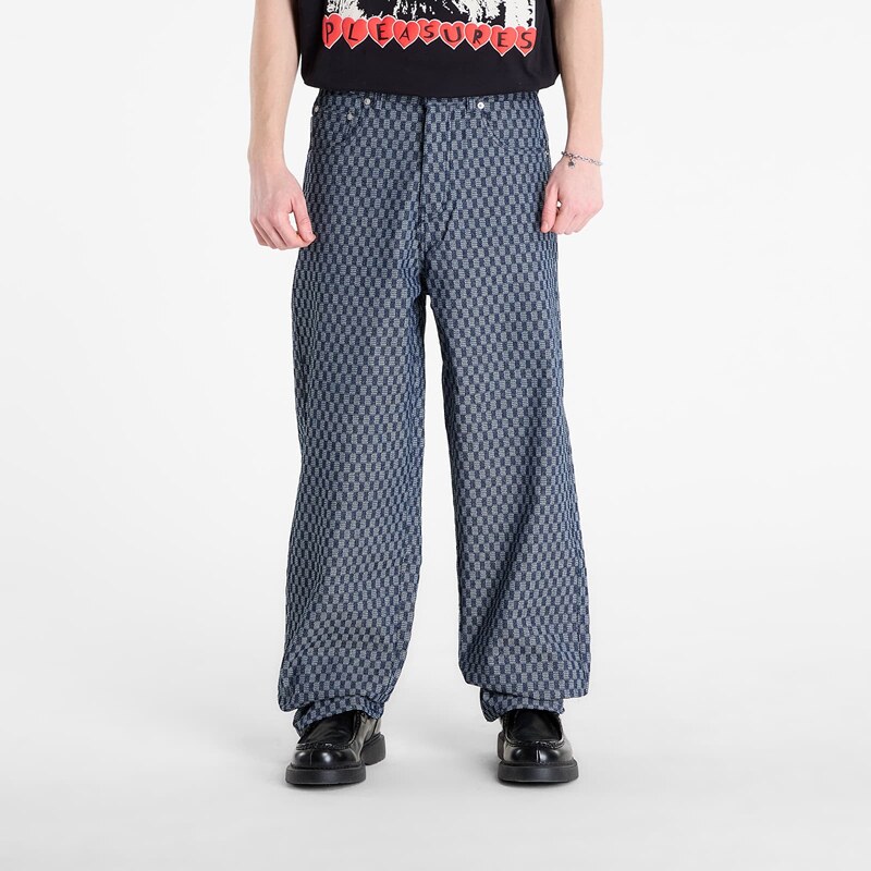 Džíny PLEASURES Formula Baggy Jeans Indigo Checker 28