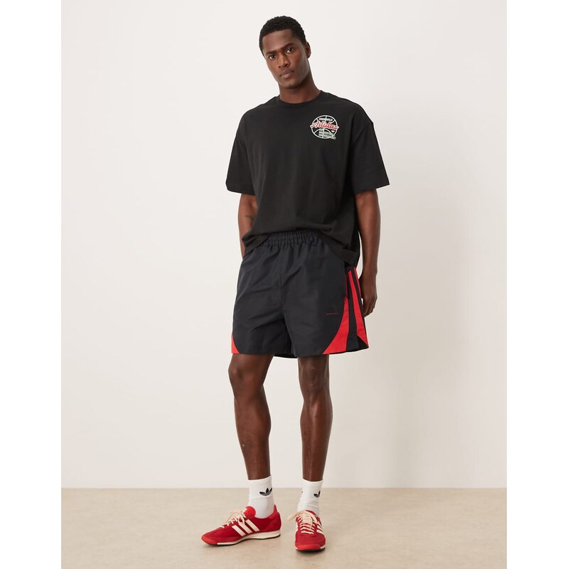 adidas Originals basketball shorts in black and red