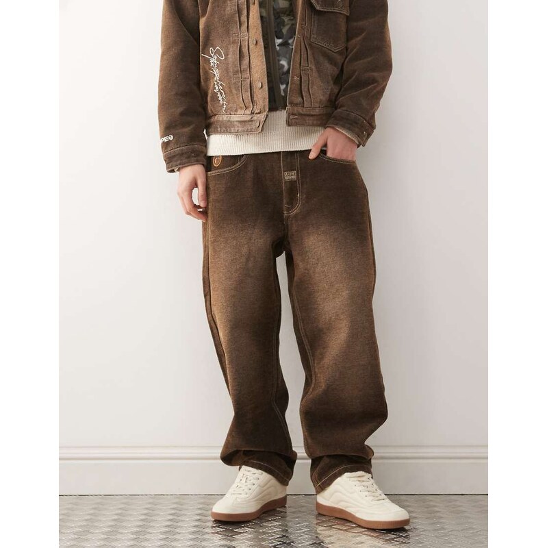 Aape by A Bathing Ape loose fit denim jeans co-ord in dark brown 113465043