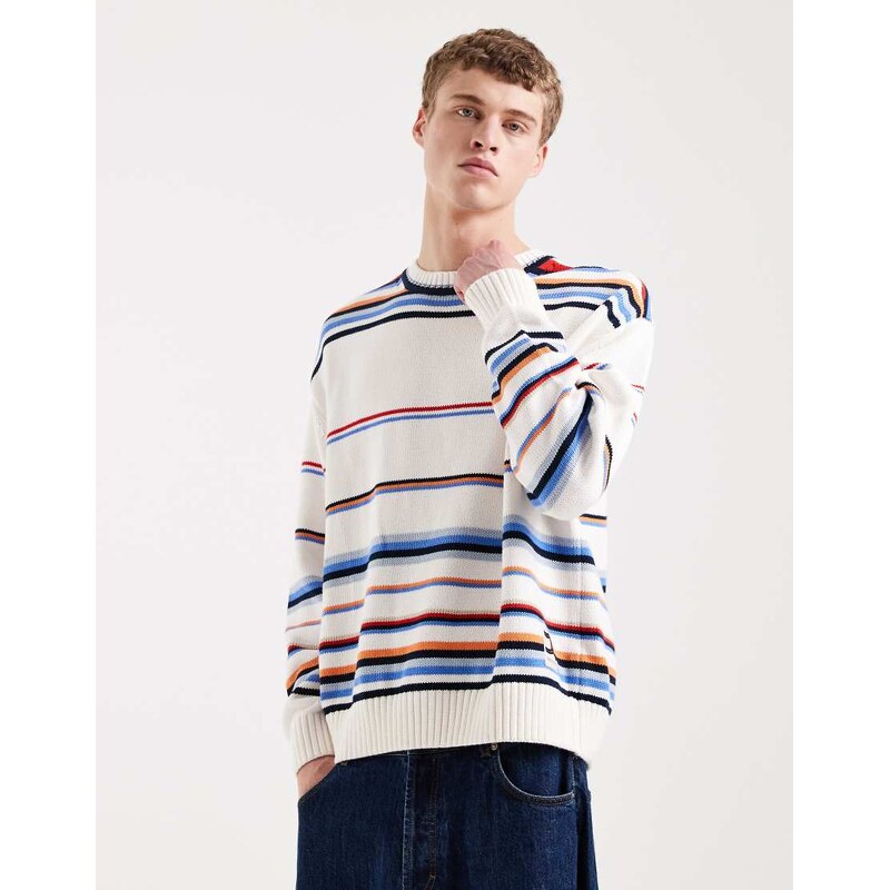 Tommy Jeans 90s jumper in cream stripe-White