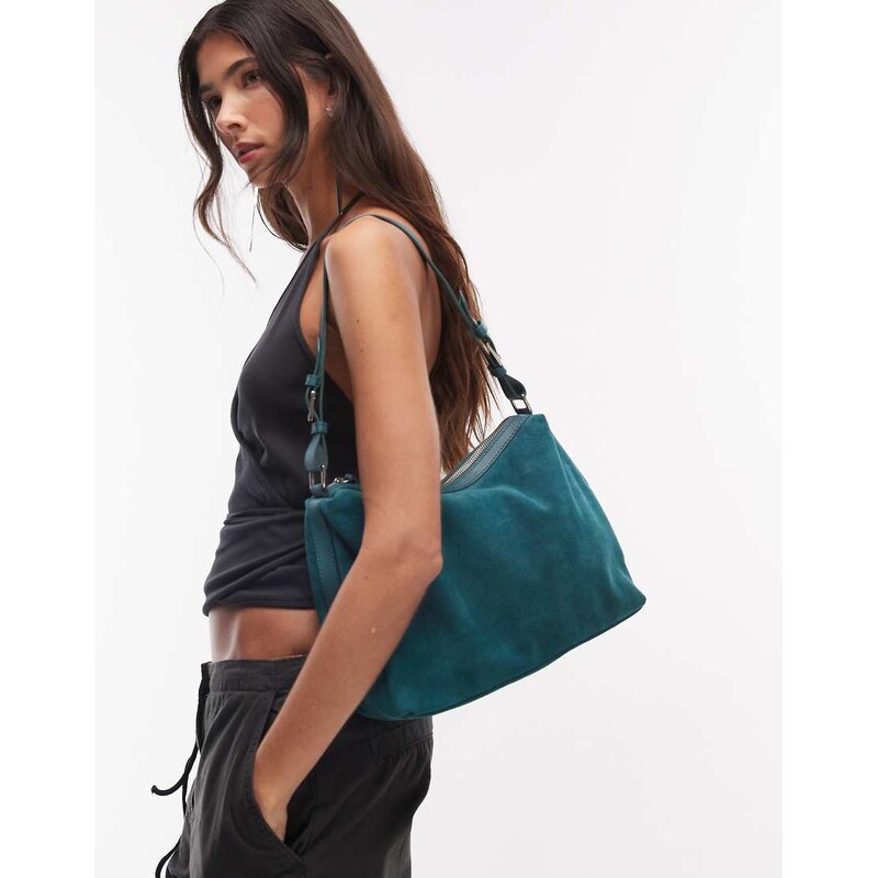 Becksondergaard ginni suede shoulder bag in teal-Blue 113465090