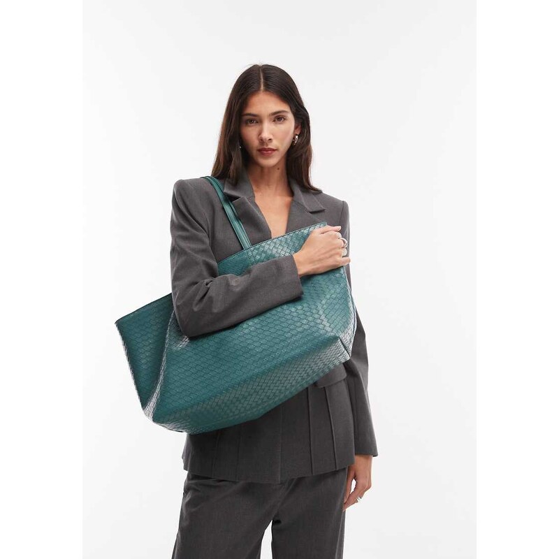 Becksondergaard rallo lottie woven tote bag in teal-Blue 113465091