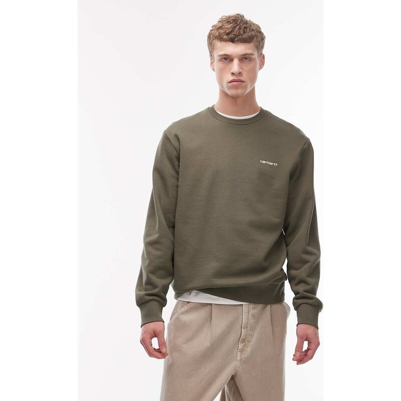 Carhartt WIP script logo sweatshirt in khaki-Green