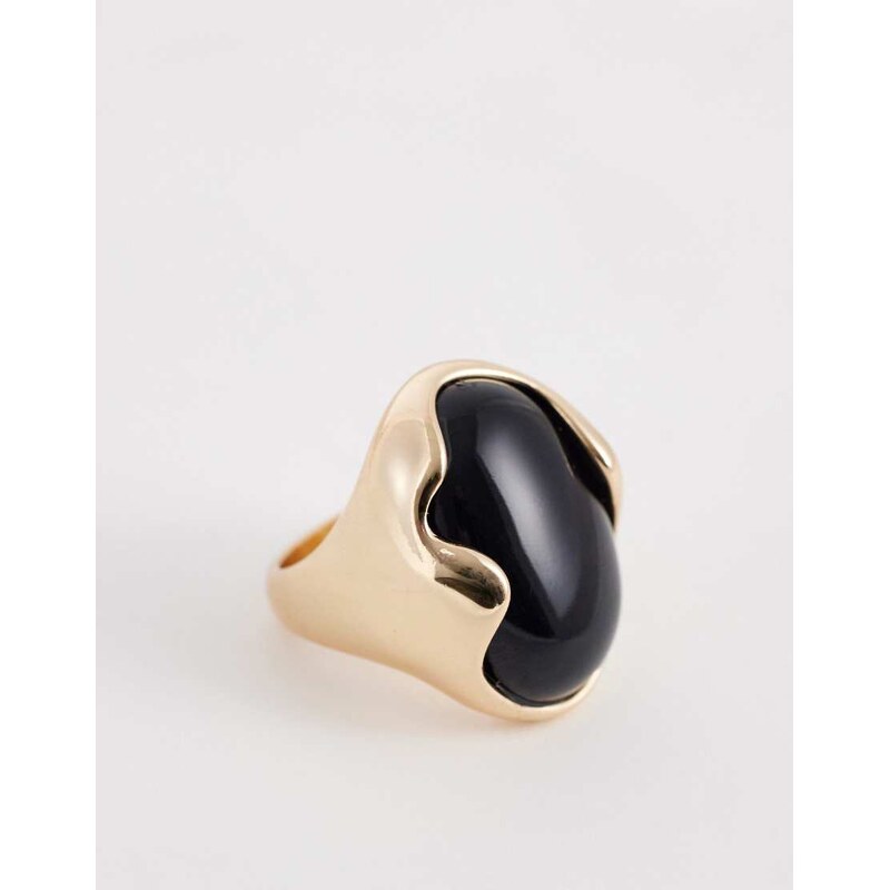 ASOS DESIGN large ring with statement faux black stone-setting