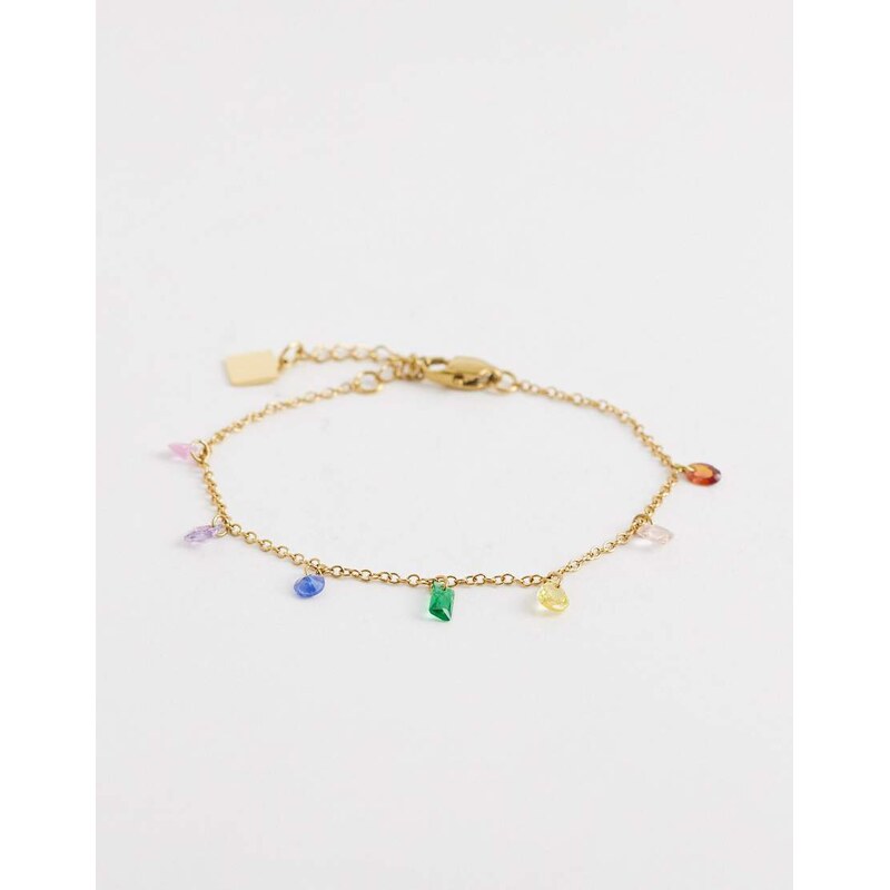 ASOS DESIGN Waterproof stainless steel dainty chain bracelet with 113465148