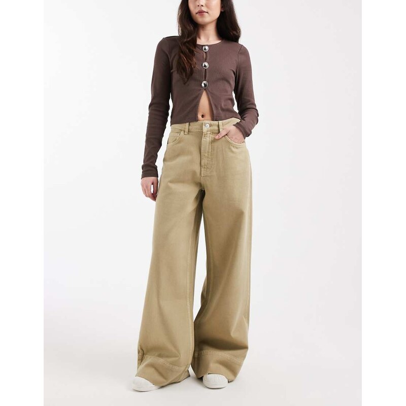 ASOS DESIGN wide leg jean in stone-Pink