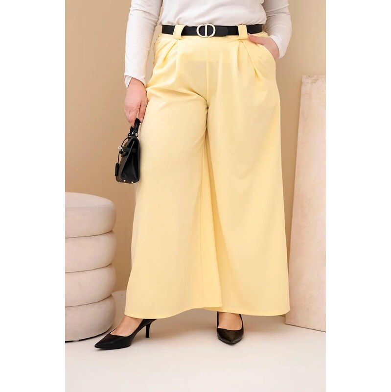 MladaModa Široké oversize kalhoty z viskózy model 0054 světle