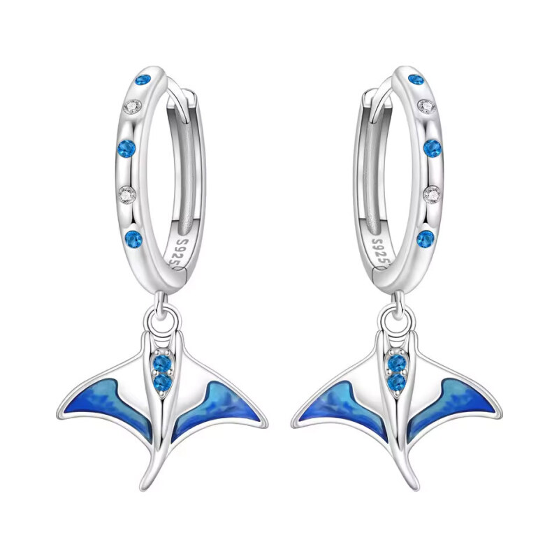 GRACE Silver Jewellery Stříbrné visací náušnice Manta - stříbro