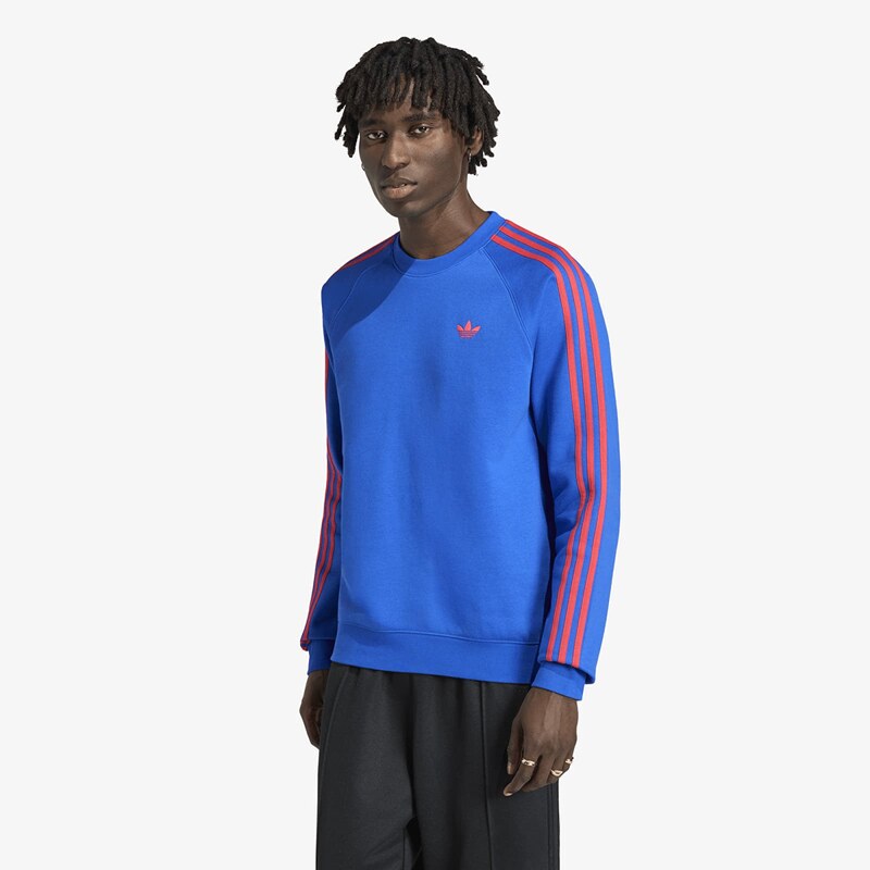 adidas Originals Mikina adidas 3-Stripes Crew Sweatshirt Blue M