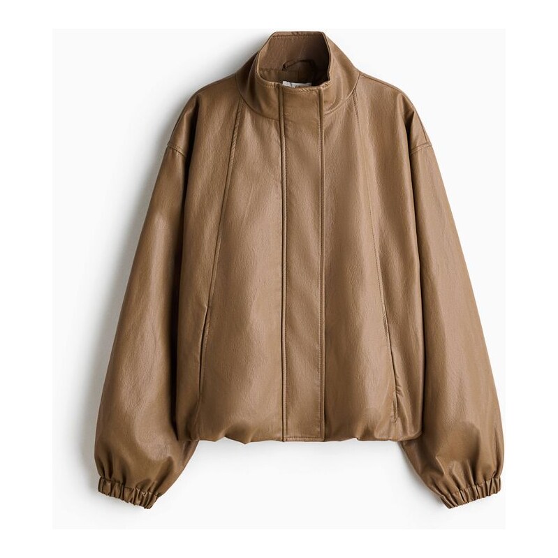 H&M - Bunda z potažené látky - Tmavě Béžová