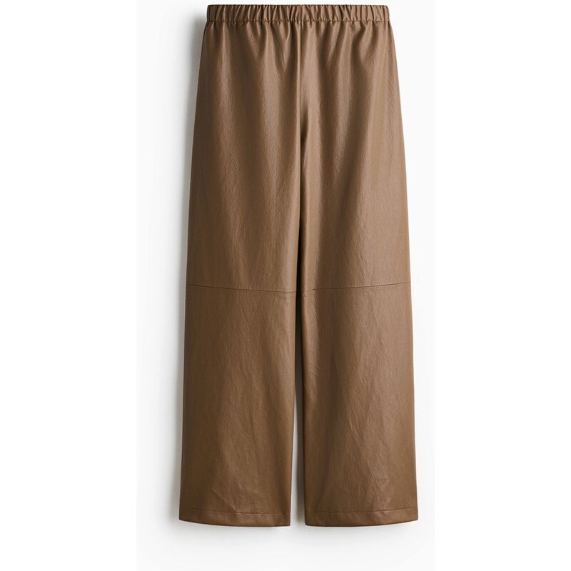 H&M - Kalhoty z potažené látky - Tmavě Béžová