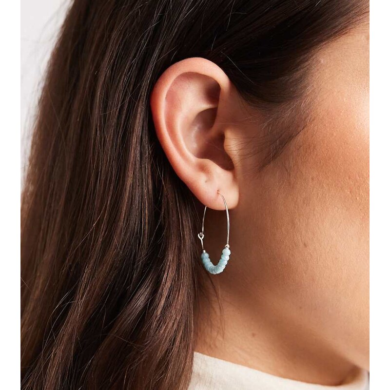 Kingsley Ryan 30mm gem stone hoop earrings in turquoise blue 113467170