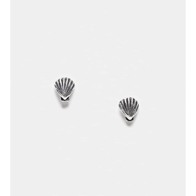 Kingsley Ryan mini seashell stud earrings in silver 113467167