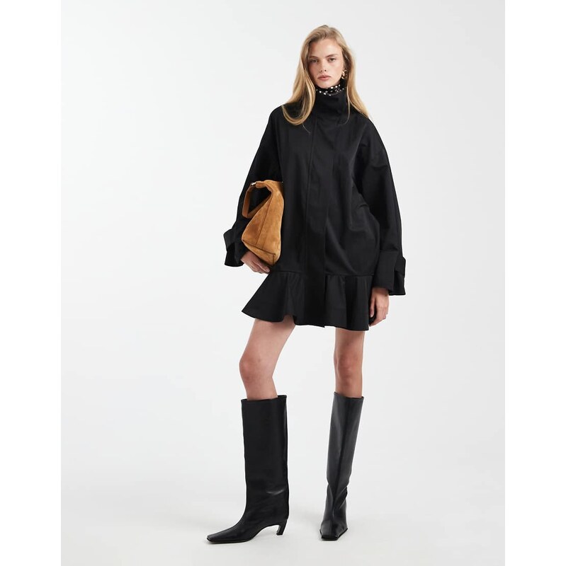 ASOS DESIGN trench detail mini dress in black