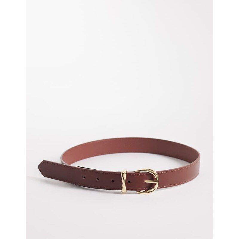 Mango faux leather belt in brown