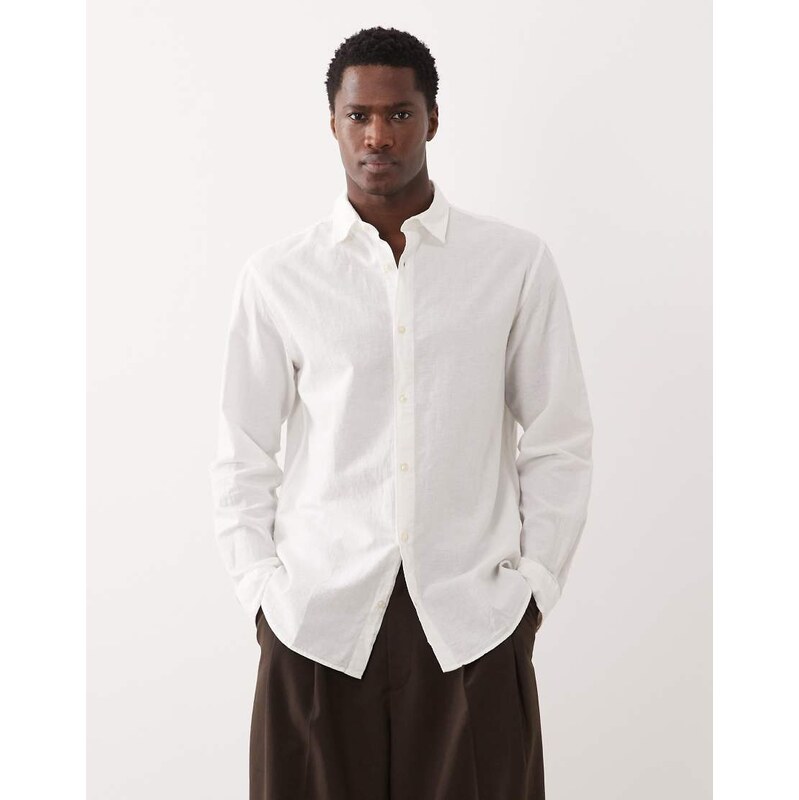 Jack & Jones linen blend regular shirt in white