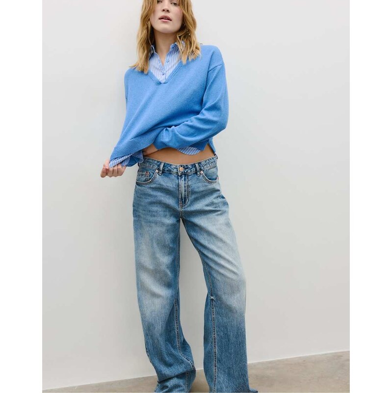 Stradivarius Two-material knit jumper in royal blue-Navy 113467258