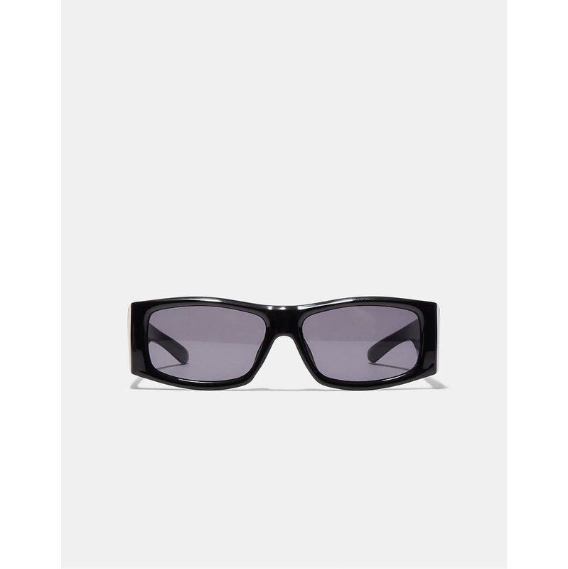 Stradivarius Rectangular sunglasses with wide temples in black 113467267