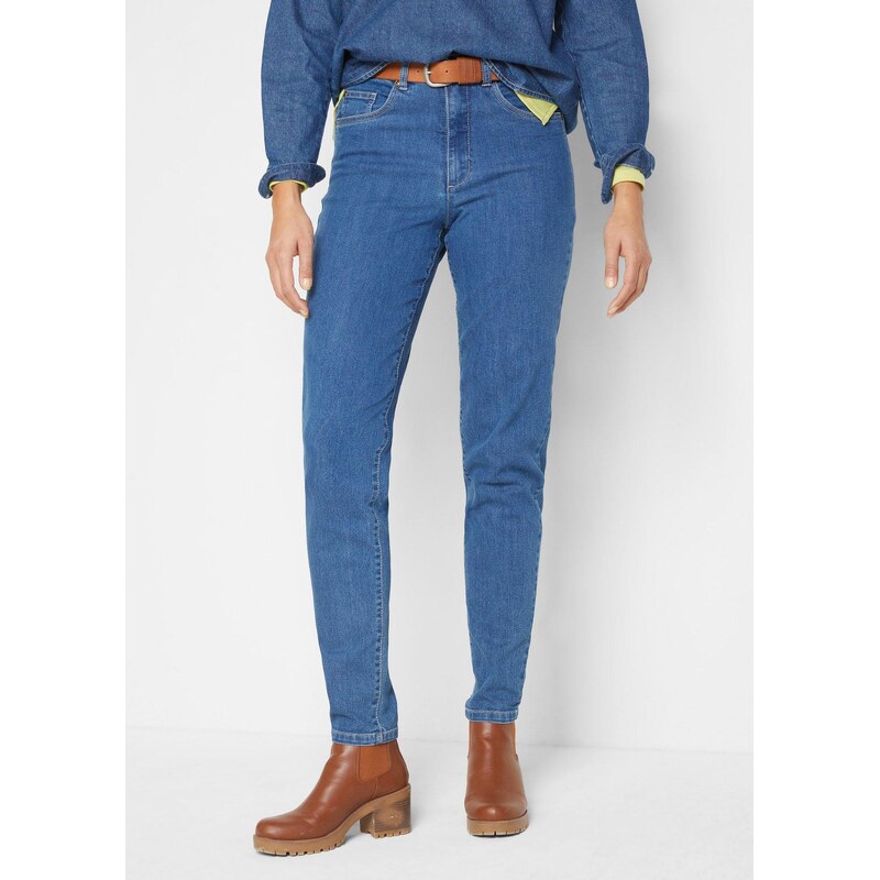 bonprix Džíny Mom se strečem, High Waist modrá Žena 76567134