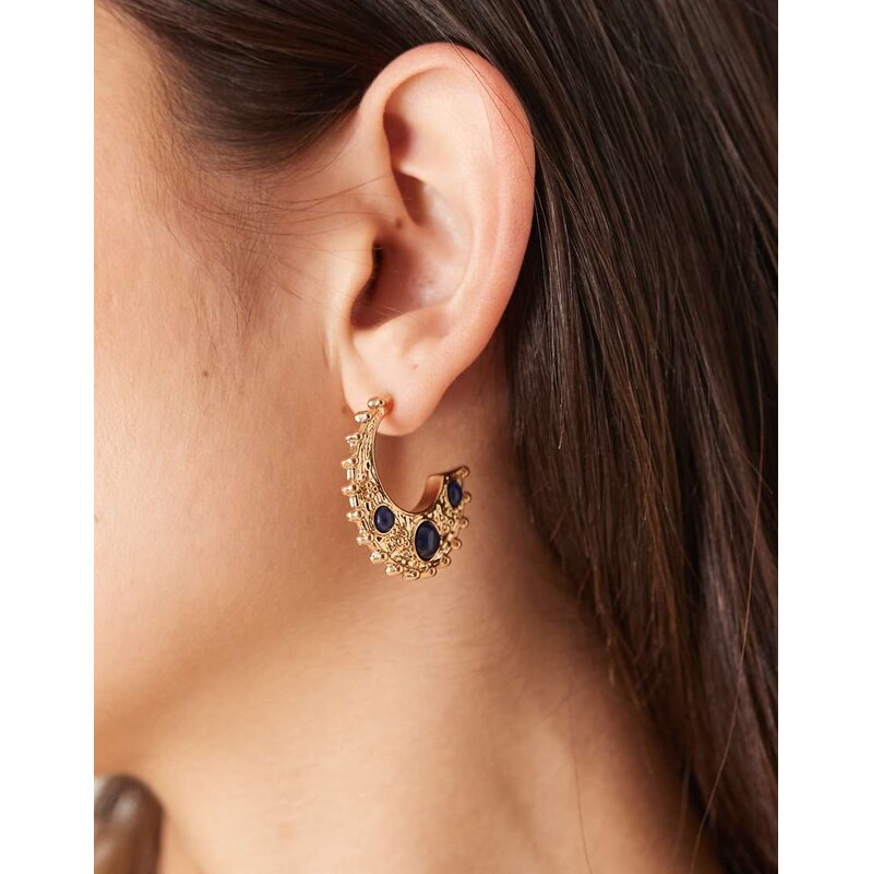 Accessorize textured moon hoop earrings in gold 113638517