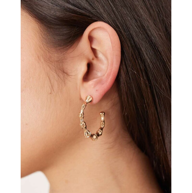 Accessorize bamboo hoop earrings in gold 113638516