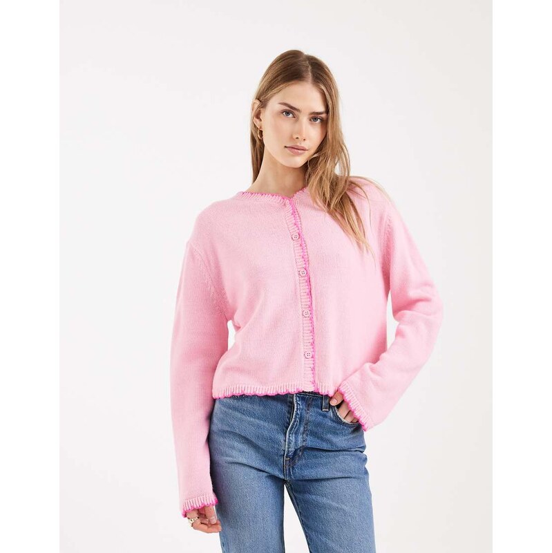 Miss Selfridge blanket stitch cardigan in pink
