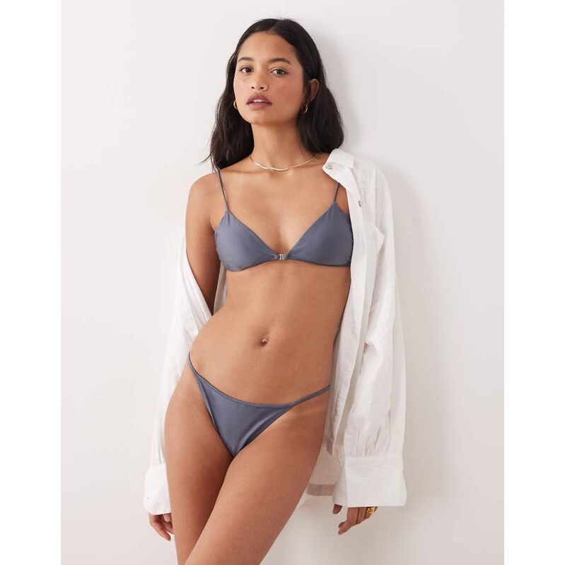 Mango bikini top with silver hardwear detailing in blue