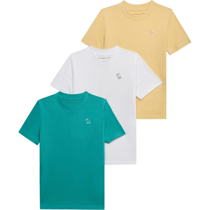 Abercrombie & Fitch Tričko citronová / petrolejová / bílá 113487226